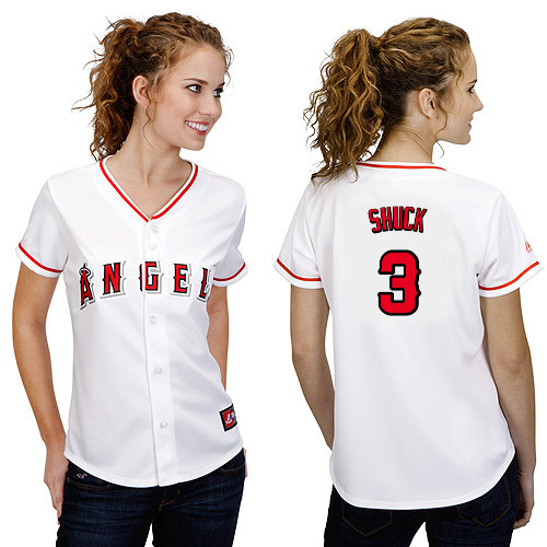 J-B Shuck #3 mlb Jersey-Los Angeles Angels of Anaheim Women's Authentic Home White Cool Base Baseball Jersey